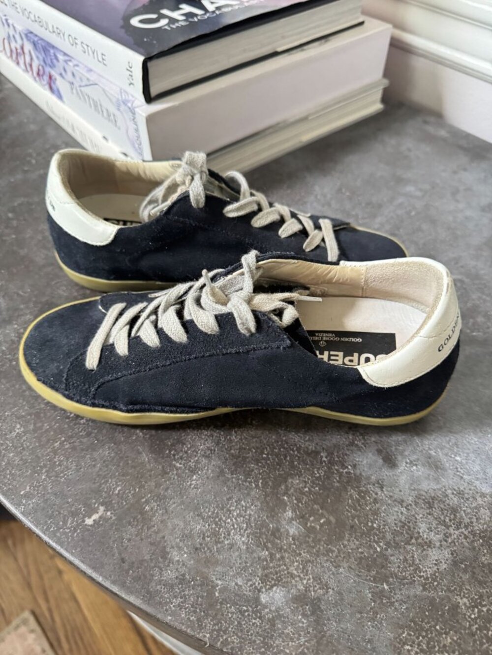 Golden Goose Superstar Low Top Sneakers Suede Navy Silver Star Size 36 - Picture 6 of 7